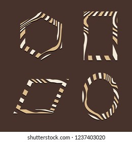 Set of brown abstract badge template vectors