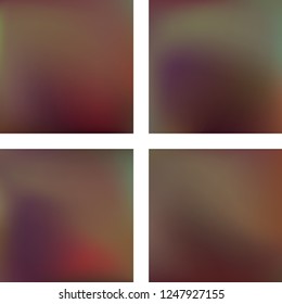 Set with brown abstract blurred backgrounds. Vector illustration. Modern geometrical backdrop. Abstract template.