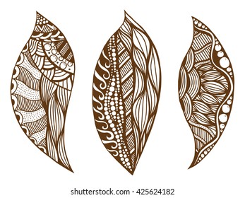 Set of brown Abstract elements. Vector illustration. Isolated on white