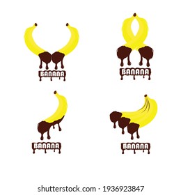 Set of brown banana logo collection