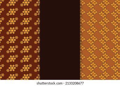 Set of brown batik texture trendy motive vector seamless pattern.