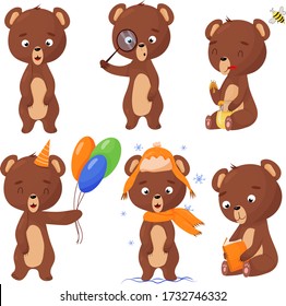 
set with a brown bear in various poses