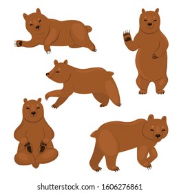 Flat Vector Set Large Bear Different Stock Vector (Royalty Free) 1197791269