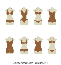 set of brown bikinis