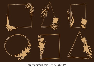 Set of brown and black laurels frames branches. Vintage laurel wreaths collection. Hand drawn vector laurel leaves decorative elements. Leaves, swirls, ornate, award, icon. Vector illustration