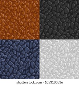 Set  brown, blue, white, black leather vector texture, seamless pattern for design.