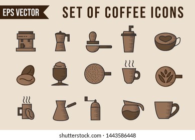 Set Of Brown Coffee Icon