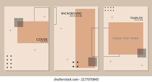 set of brown color geometric cover designs. earth tone abstract template design. for presentations, catalogs, brochures