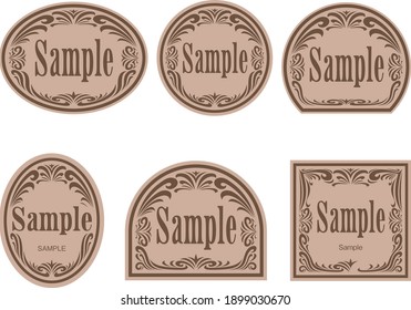 Set of brown decorative labels
