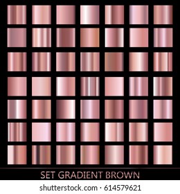 Set of brown gradients.Metallic squares collection,Vector illustration.