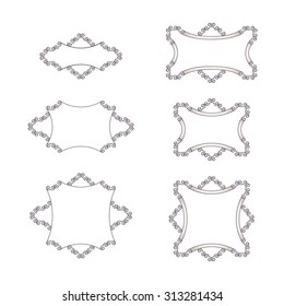 set of brown hand drawn vignettes on the white background