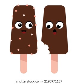 Set of brown ice cream on a stick