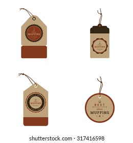 Set of brown labels with text for bakery products