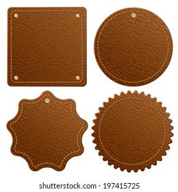 Set of brown leather label.  Isolated on white background.