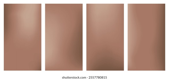 Set of brown mocha mousse 2025 gradient background. Minimal modern pastel covers, wallpaper, backdrops with soft blurry aura effect. Vector mesh illustration