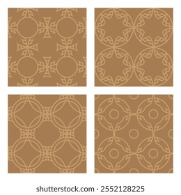 Set von braunen Ornamenten mit trendigen Mustern für die Schaffung von Fliesen oder Tapeten. Vorlagen von runden geometrischen Formen.