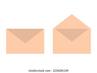 Stellen Sie braunes Papier Briefumschlag-Mail schließen und öffnen Sie das Benachrichtigungssymbol flach Vektordesign.