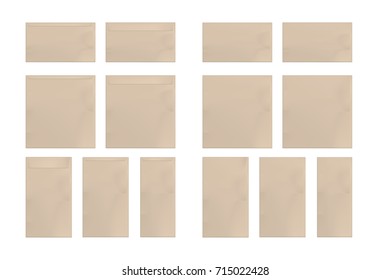 Set of brown paper envelopes.