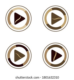 set of brown play video icon or symbol editable vector illustration that warm like coffee
