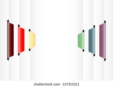 The set of brown, red, vanilla, green, blue and violet label / The set of six folded labels / The folded label