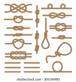 Set brown ropes intertwined in different nodes and plus six other designs ropes.