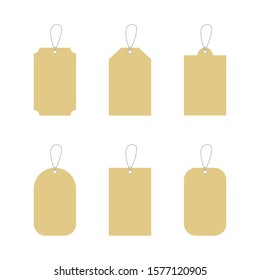 A set of brown tag on cord