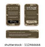 A set of brown vector vintage military style badges with grunge weathered paint background