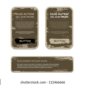 A set of brown vector vintage military style badges with grunge weathered paint background