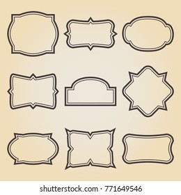 Set of brown vintage frame for your text. Vector illustration