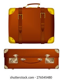 set of brown vintage suitcases