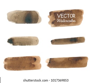 Set Of Brown Watercolor Brush Strokes.Vector Brush Stroke