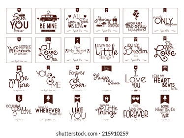 a set of brown wedding labels on a white background
