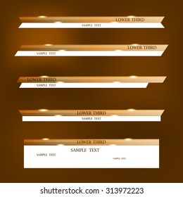 Set Of Brown And White Banners Of Lower Third. Vector Illustration.