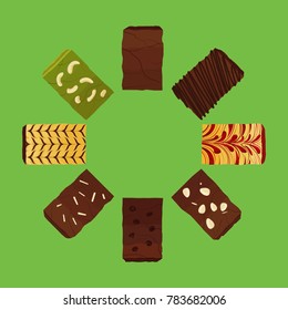 Set of Brownies Vector and Icon