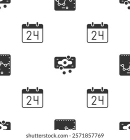 Set Browser with growth graph, Stacks paper money cash and Calendar on seamless pattern. Vector