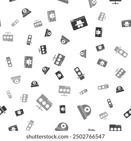 Set Browser incognito window, Security camera, Password protection and Folder with password on seamless pattern. Vector