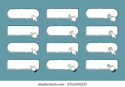 Set of browser search bar icons on dark background. A collection of search form templates for websites in a flat style. Vector illustration.