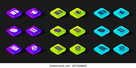 Set Browser setting, Advertising, Customer product rating, Shopping cart and SEO optimization icon. Vector