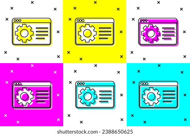 Set Browser setting icon isolated on color background. Adjusting, service, maintenance, repair, fixing.  Vector