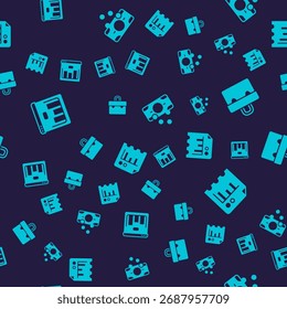 Navegador con mercado de valores, maletín, dinero en efectivo de papel de las pilas y gráfico de documentos en un patrón transparente. Vector
