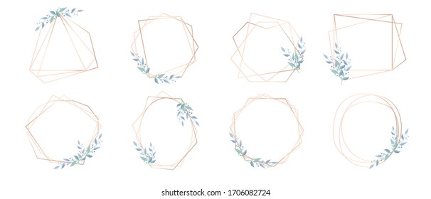 Set of brunch frames design in minimal but luxury in several shapes for wedding card, invitation card, and others.
