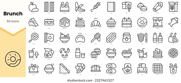 Set of brunch Icons. Simple line art style icons pack. Vector illustration