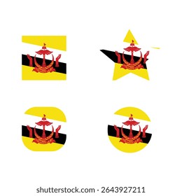 Conjunto de ícones da forma da bandeira de Brunei Darussalam