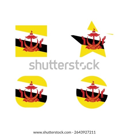 Set of Brunei Darussalam flag shape icons