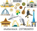 Set of Brunei famous landmarks