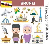 Set of Brunei famous landmarks
