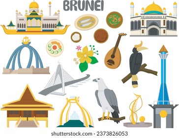 Set of Brunei famous landmarks