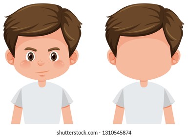 Set of brunette boy character illustration