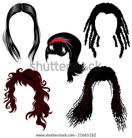 set of brunette hair style samples for woman