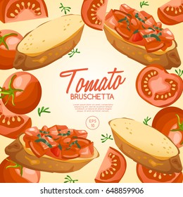 Set Of Bruschetta : Delicious Italian Appetizer : Vector Illustration